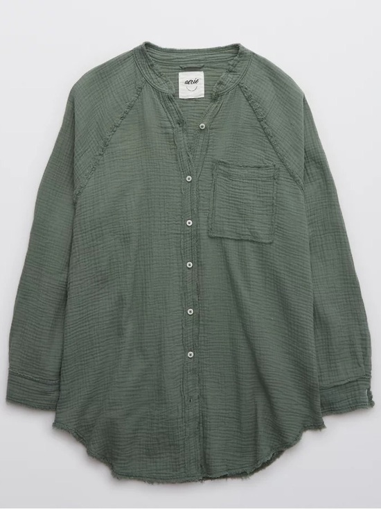 aerie Tops - Aerie Gauzy Cover Up Shirt